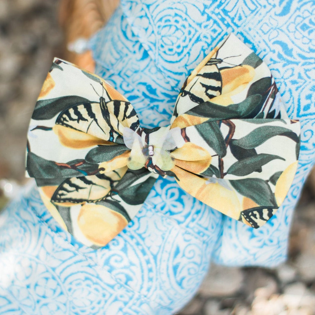 Lemon and Butterflies Bow {RTS}