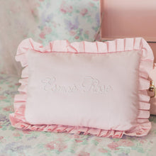 Load image into Gallery viewer, Pink Ruffle Pearl Bespoke Pillow
