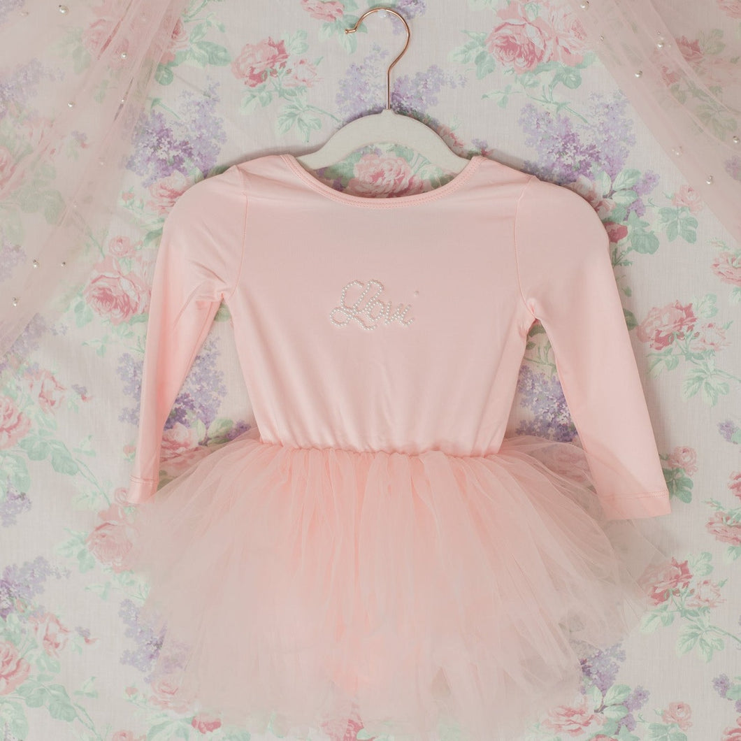 Blush Pink Personalized Long Sleeve Pearl Ballerina Tutu
