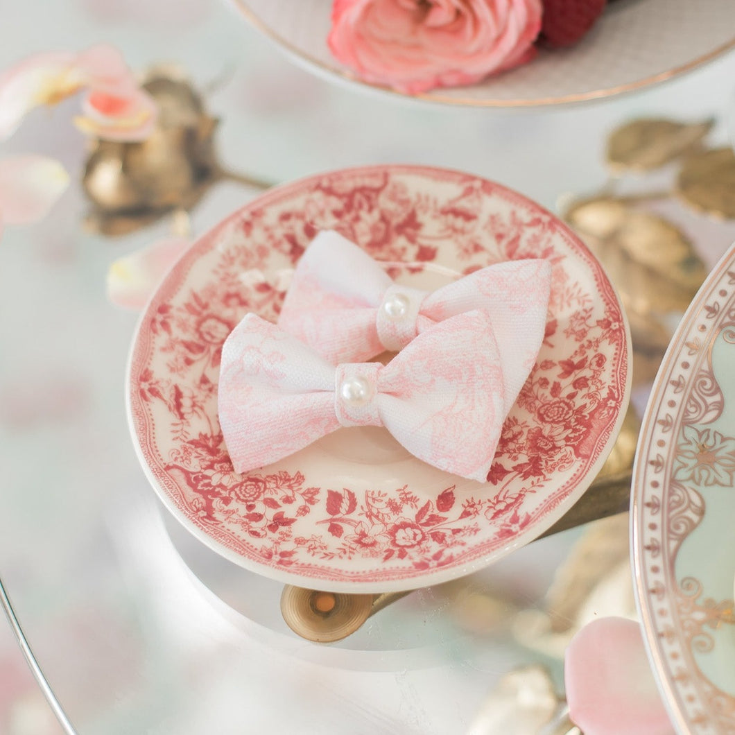 Pink Toile Baby Bows