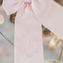 Load image into Gallery viewer, Pink Crest Pearl Initial Bow

