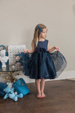 Load image into Gallery viewer, Navy Rosette Dress
