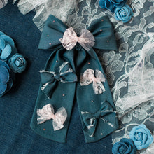 Load image into Gallery viewer, Bespoke Dark Denim Bows on Bow
