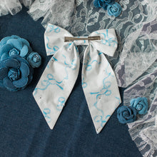 Load image into Gallery viewer, Blue Bows and Pearls Bespoke Bow
