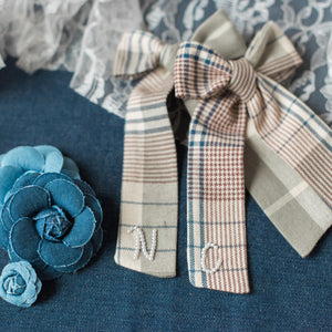 Plaid Pearl Bow