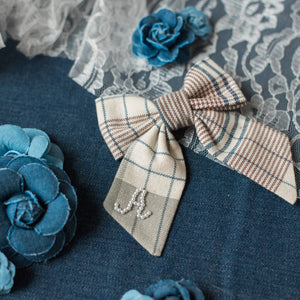 Mini Plaid Pearl Bow