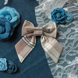 Mini Plaid Pearl Bow