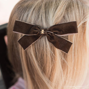 "The Golden Teddy" Medium Velvet Bow