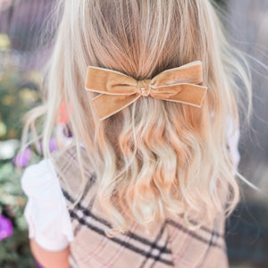 "The Golden Teddy" Medium Velvet Bow