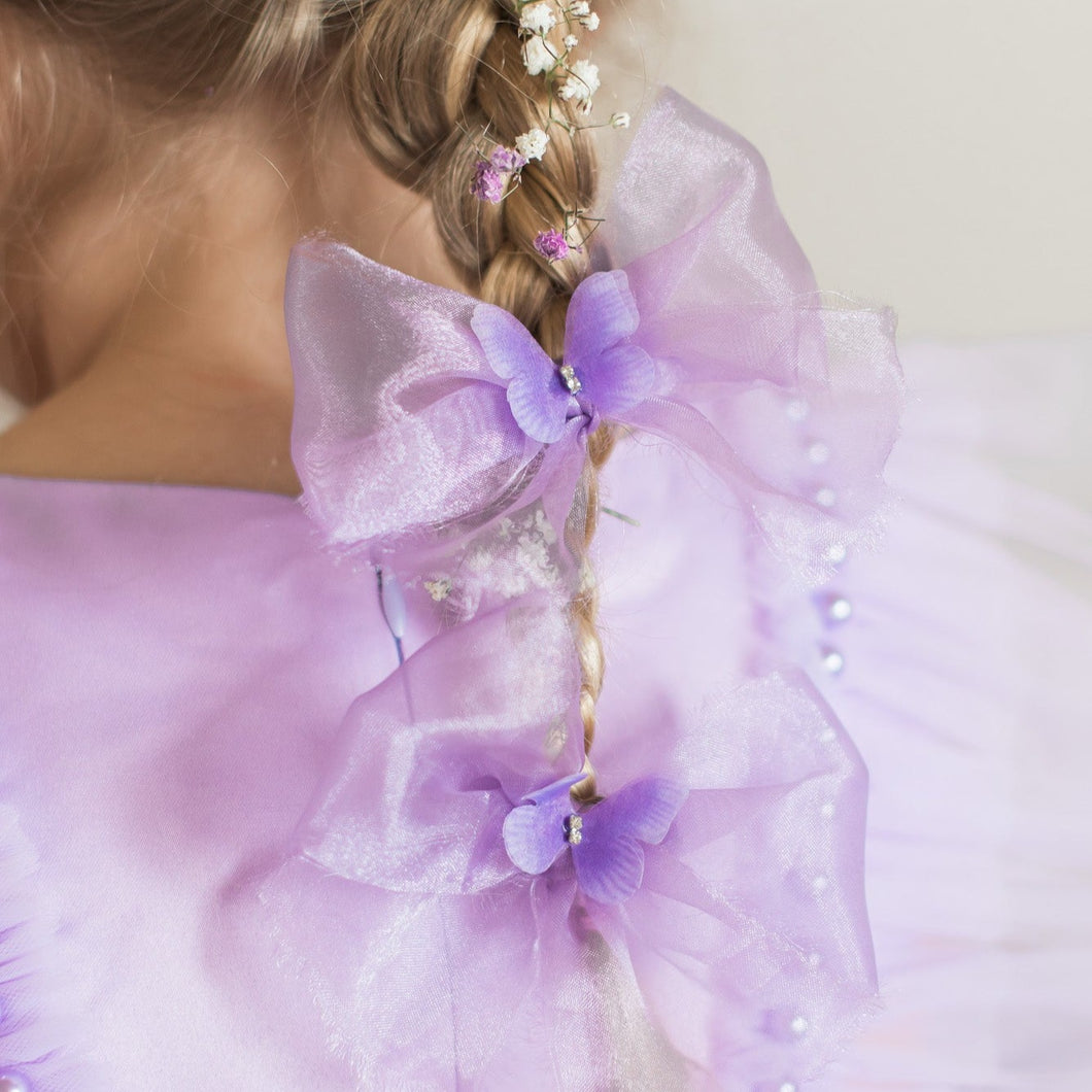 Purple Butterfly Organza Pigtail Bows