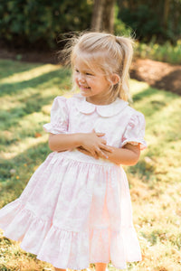 Pink French Toile Tiered Dress