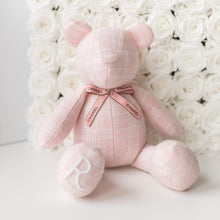 Load image into Gallery viewer, Eloise Tweed Pearl Initial Teddy Bear
