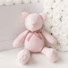 Load image into Gallery viewer, Eloise Tweed Pearl Initial Teddy Bear
