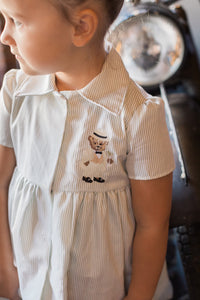 Green Striped Bear Shirt Dress {Limited}