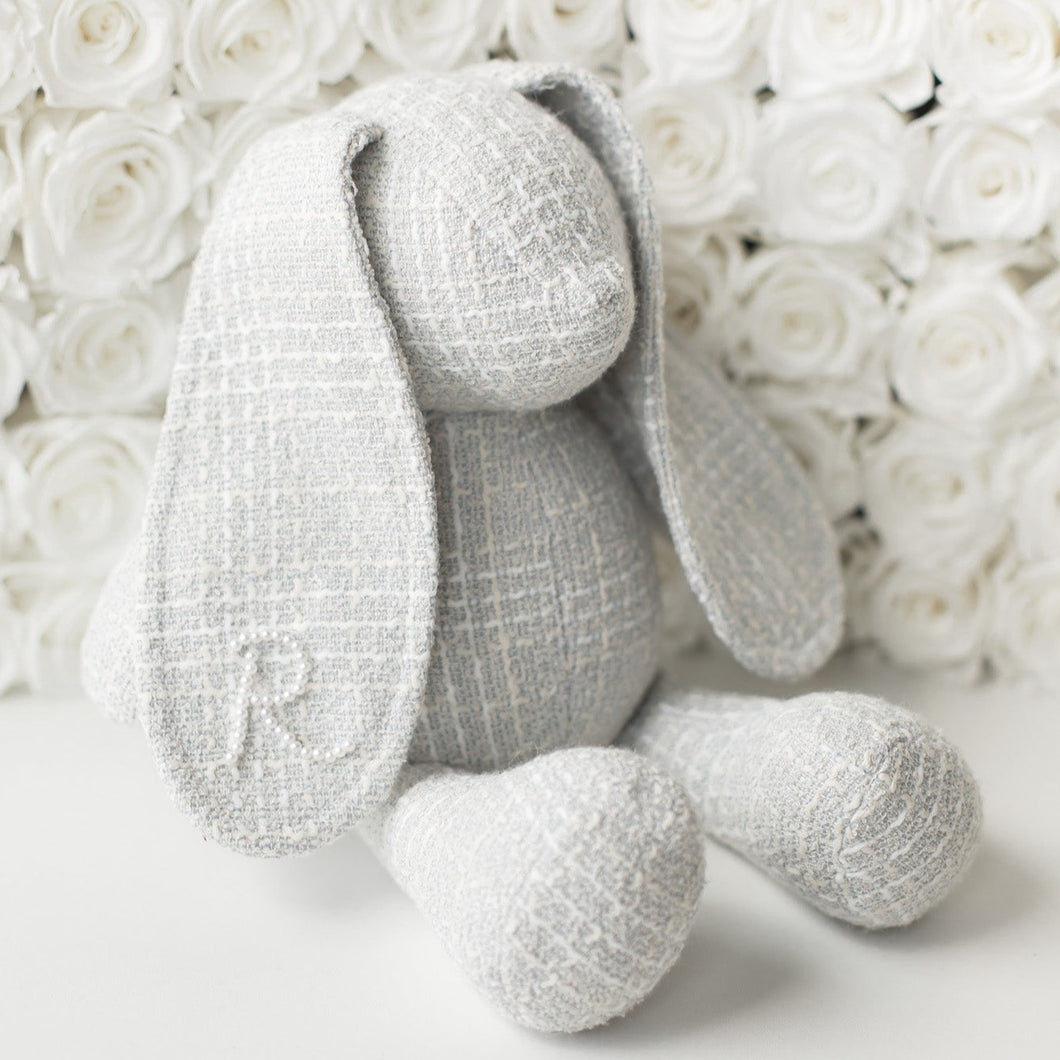 Estelle Tweed Pearl Initial Bunny