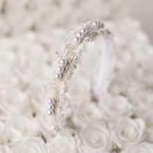 Load image into Gallery viewer, White Tweed Pearl Headband
