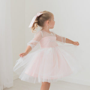Blush Pink Long Sleeve Pearl Dress