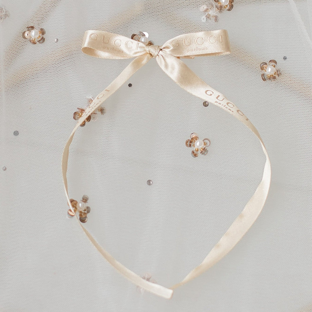Authentic Gold Gucci Long Ribbon Bow