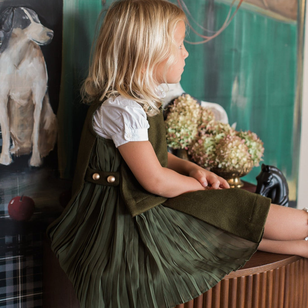 Pleated Wool Dress w/Gucci Ribbon