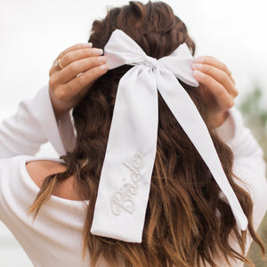 Bride White Satin Bow