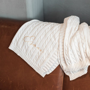 White Personalized Baby Blanket