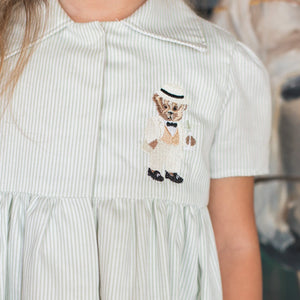 Green Striped Bear Shirt Dress {Limited}