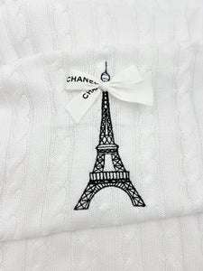 White Coco Eiffel Tower Baby Blanket