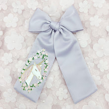 Load image into Gallery viewer, Floral Unicorn {Hand Painted Satin Bow}
