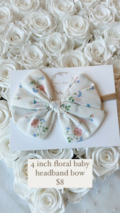 Floral baby headband bow