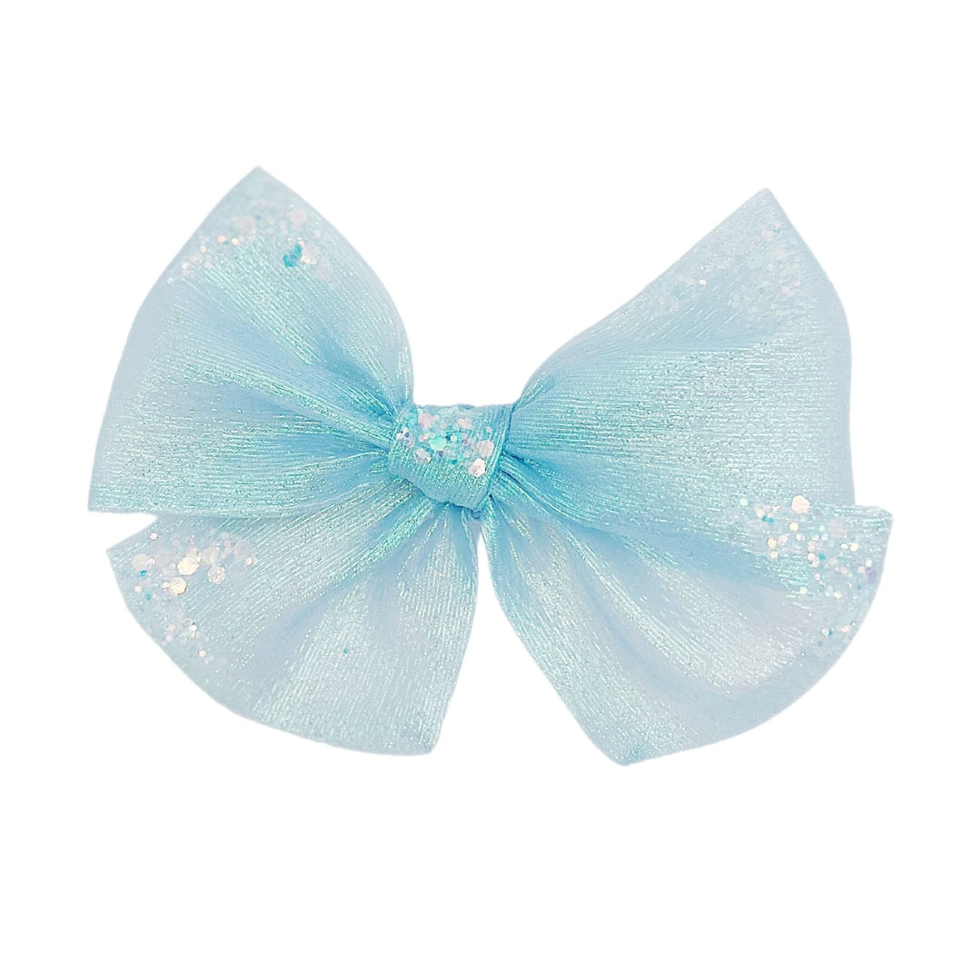 Iridescent Blue Glitter Bow