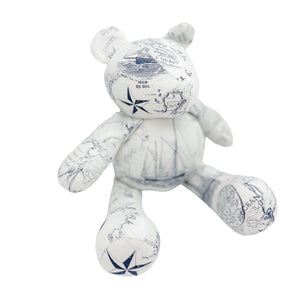 White Toile Nautical Teddy Bear