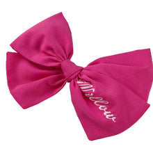 Load image into Gallery viewer, Fuchsia Personalized Cotton Bow {Medium}
