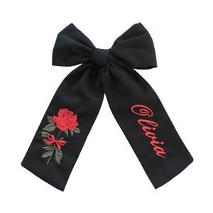 Personalized Black Rose Bow