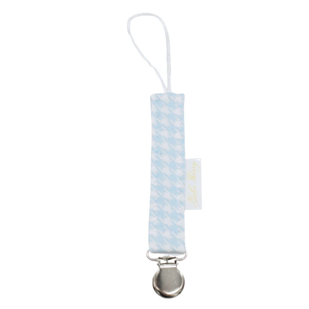 Baby Blue Houndstooth Pacifier Clip