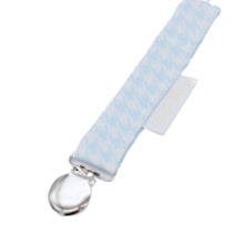 Load image into Gallery viewer, Baby Blue Houndstooth Pacifier Clip
