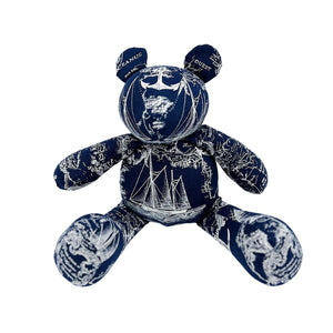 Navy Nautical Toile Teddy Bear