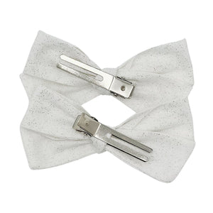 White Shimmer Butterfly Pigtail Bows