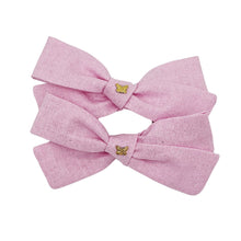 Load image into Gallery viewer, Pink Shimmer Butterfly Pigtail Bows
