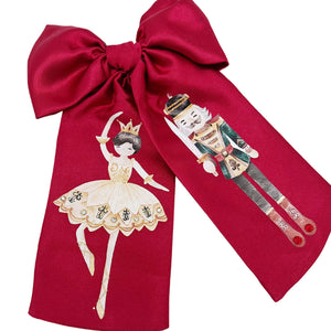 Red Satin Ballerina and Nutcracker Bow