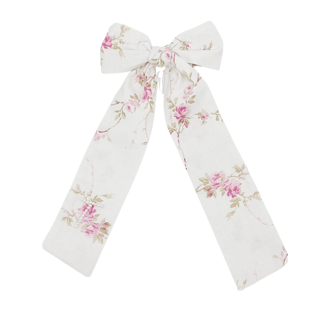 Pink long floral love bow