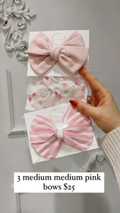 Set of 3 pink bows