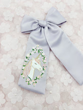 Load image into Gallery viewer, Floral Unicorn {Hand Painted Satin Bow}
