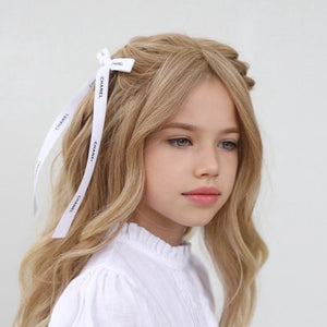 Coco White Long Ribbon Bow