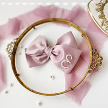 Load image into Gallery viewer, Deep Mauve Satin Pearl Medium Bow
