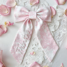 Load image into Gallery viewer, Pink Toile Sailor Pearl Bow
