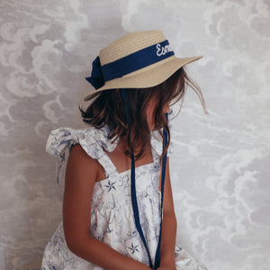 Personalized Pearl Straw Boater Hat