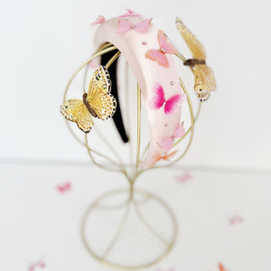 Pink Satin Butterfly Headband