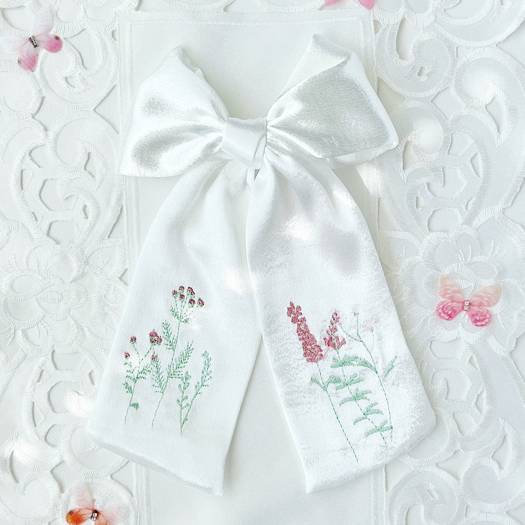 Floral White Bow