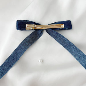 Denim Blue Chanel Bow
