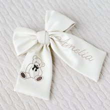 Load image into Gallery viewer, Leather Personalized Teddy Bow
